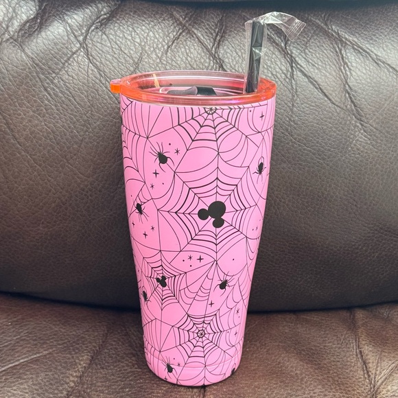 Disney Mouse Ears & Spider Webs Pink Halloween Travel Tumbler - Picture 2 of 7